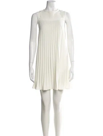 Pre-owned Nicole Miller Crew Neck Mini Dress In Neutrals
