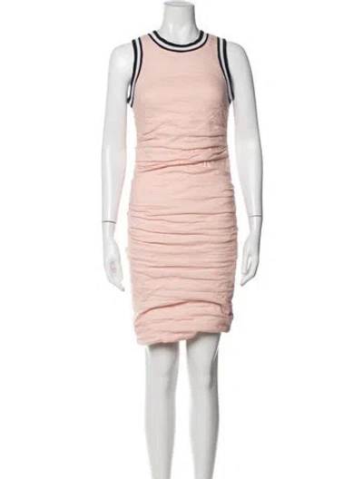Pre-owned Nicole Miller Crew Neck Mini Dress In Pink