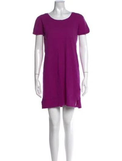 Pre-owned Nicole Miller Crew Neck Mini Dress In Purple