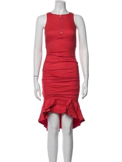 Pre-owned Nicole Miller Crew Neck Mini Dress In Red