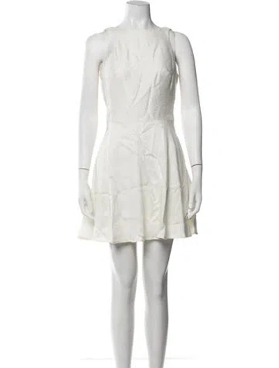 Pre-owned Nicole Miller Crew Neck Mini Dress In White