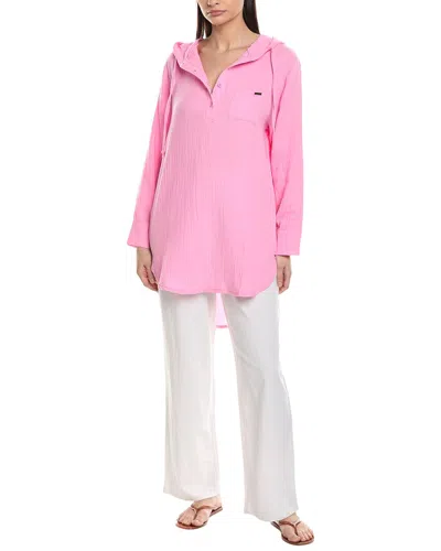 Nicole Miller Crinkle Chiffon Button Down Shirtdress In Pink