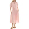 Nicole Miller Crinkle Puff Sleeve Mid Dress In Pink