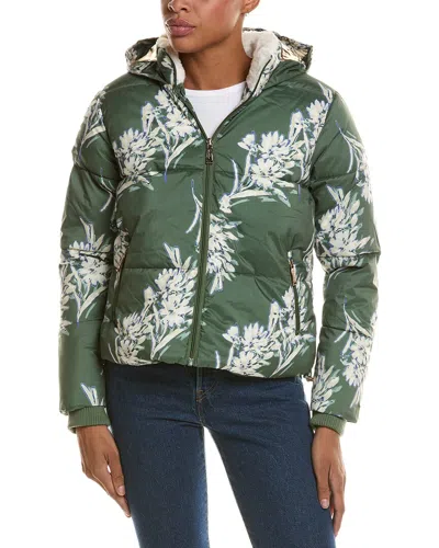 Nicole Miller Cropped Puffer Jacket In Green