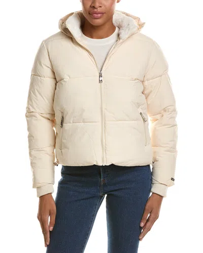 Nicole Miller Cropped Puffer Jacket In White