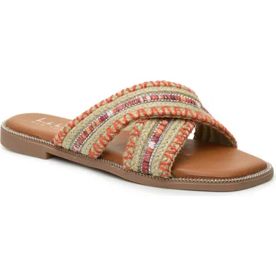 Nicole Miller Crossover Slide Sandal In Orange Multi