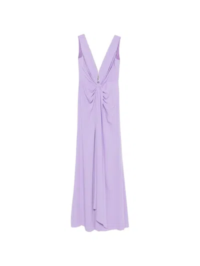 Nicole Miller Crystal-embellished Draped Dress In Purple