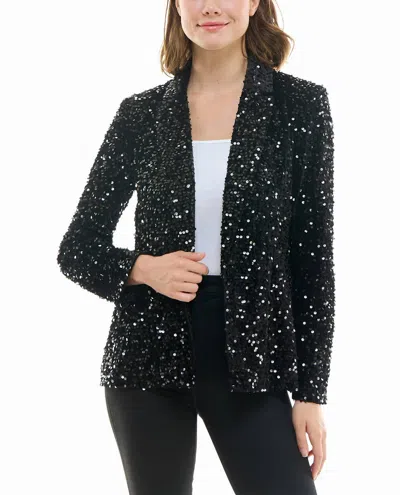Nicole Miller Dani Velvet Sequin Jacket In Very Black
