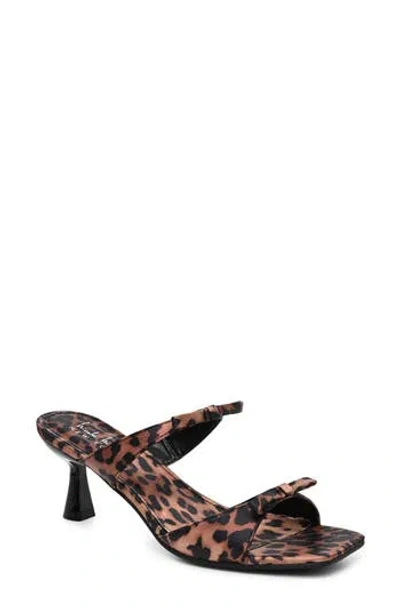 Nicole Miller Double Bow Strap Heeled Sandal In Brown