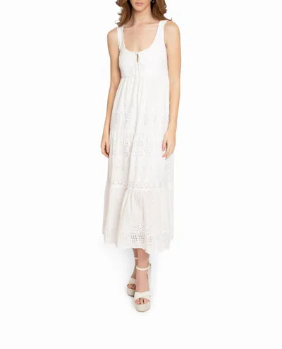 Nicole Miller Embellished Eyelet Maxi Dress In White
