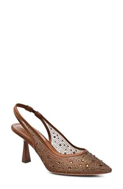 Nicole Miller Embellished Pointed Toe Slingback Pump In Brown
