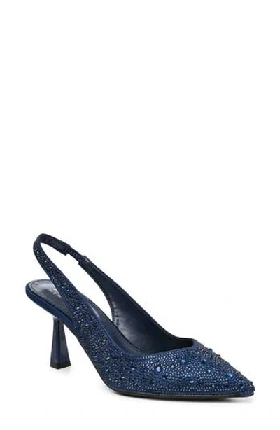 Nicole Miller Embellished Pointed Toe Slingback Pump In Blue