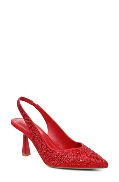 Nicole Miller Embellished Pointed Toe Slingback Pump In Red