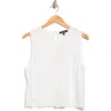 Nicole Miller Embroidered Lace Trim Tank In White