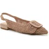 Nicole Miller Embroidered Slingback Flat In Dark Beige