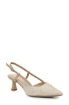 Nicole Miller Embroidered Slingback Pump In Beige Beige