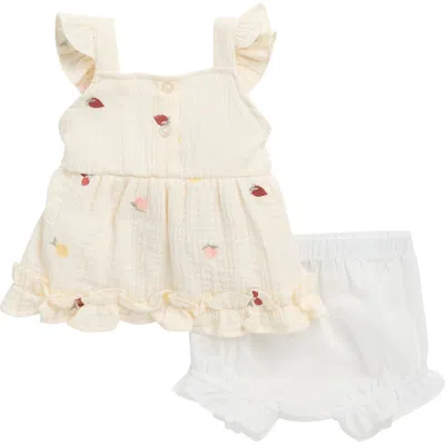 Nicole Miller Babies'  Embroidered Strawberry 2-piece Set In Neutral