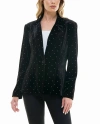 Nicole Miller Estella Velvet Blazer In Very Black And Silver In Black
