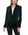 Nicole Miller Estella Velvet Blazer In Very Black And Silver In Multi