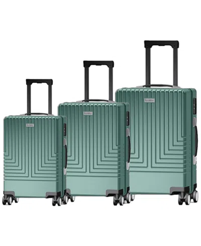 Nicole Miller Fanciful 3 Piece Luggage Set In Muddy Aqua