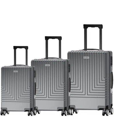 Nicole Miller Fanciful 3 Piece Luggage Set In Silver