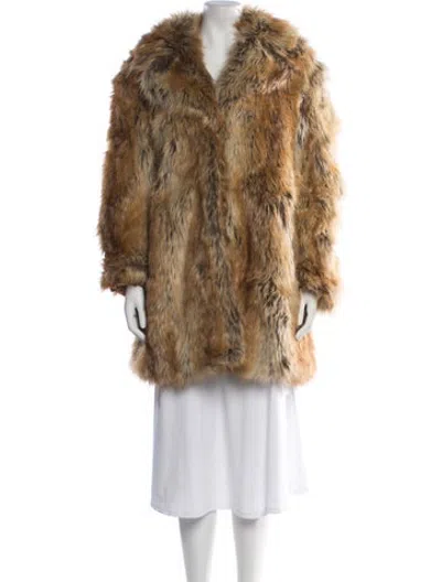 Pre-owned Nicole Miller Faux Fur Coat In Brown