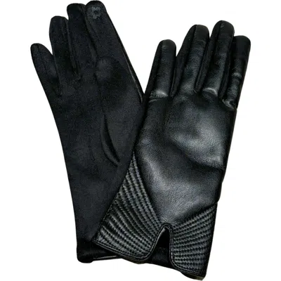 Nicole Miller Faux Leather Tech Gloves In Black
