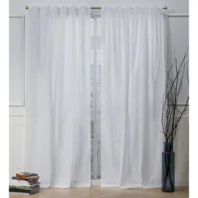 Nicole Miller Faux Linen Slub Hidden Tab Top Panel Pair Curtain In White
