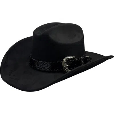 Nicole Miller Faux Suede Cowboy Hat In Black