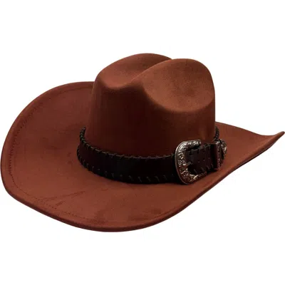 Nicole Miller Faux Suede Cowboy Hat In Brown
