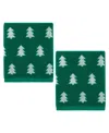 Nicole Miller Festive Pine 2-pack Cotton Hand Towel Set, 28" X 16" In Green