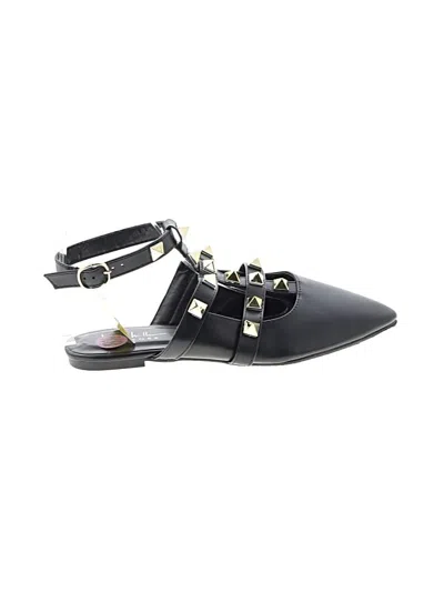 Pre-owned Nicole Miller Flats In Black