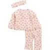 Nicole Miller Fleece Top, Pants & Headband Set In Rose Dust