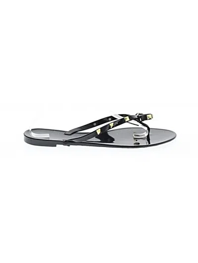 Pre-owned Nicole Miller Flip Flops In Black
