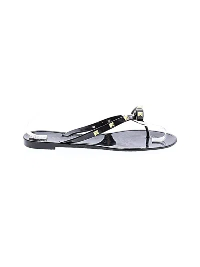 Pre-owned Nicole Miller Flip Flops In Gray