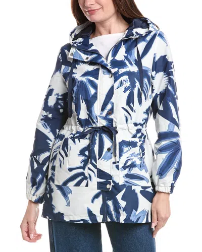 Nicole Miller Floral Anorak In Blue