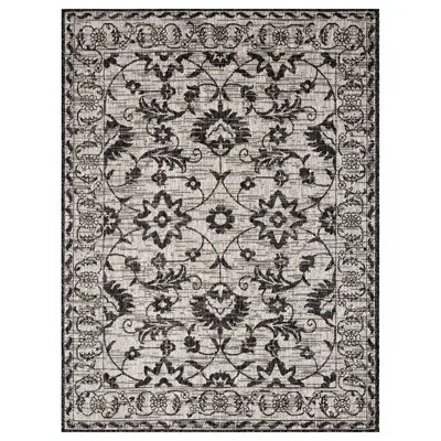 Nicole Miller Floral Black Indoor/outdoor Area Rug