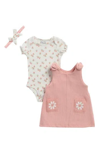 Nicole Miller Babies'  Floral Bodysuit, Jumper & Headband Set In Multi