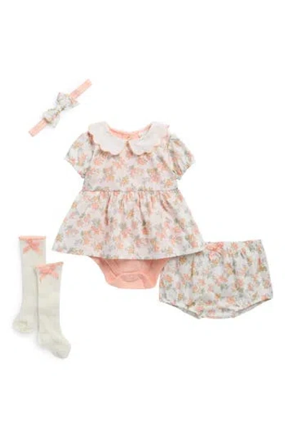 Nicole Miller Babies'  Floral Dress, Bloomers, Headband & Socks Set In Multi