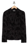 Nicole Miller Floral Flocked Ponte Blazer In Black