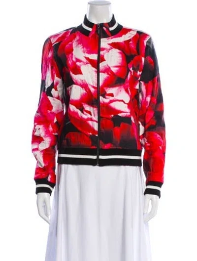 Pre-owned Nicole Miller Floral Print Bomber Jacket In Multi