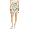 Nicole Miller Floral Print Casual Ruffles Mini Skirt In Red In Red