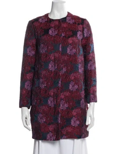Pre-owned Nicole Miller Floral Print Coat In Multicolor