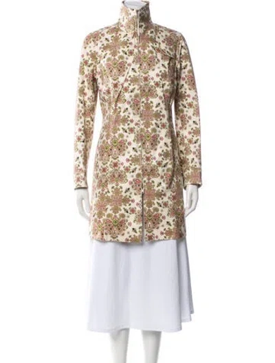 Pre-owned Nicole Miller Floral Print Evening Jacket In Neutral