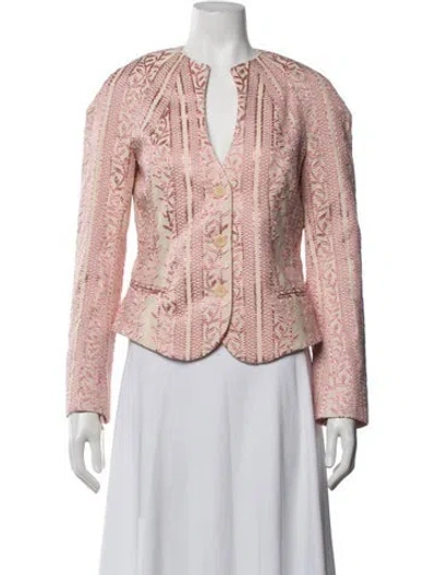 Pre-owned Nicole Miller Floral Print Jacket In Neutrals
