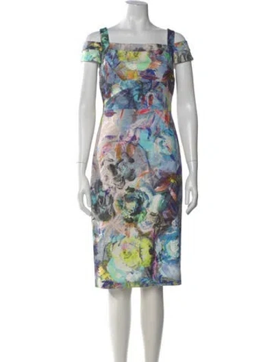 Pre-owned Nicole Miller Floral Print Knee-length Dress In Neutral
