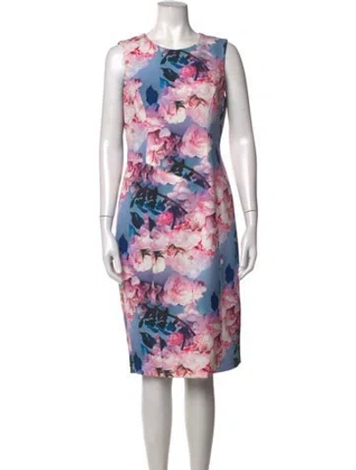 Pre-owned Nicole Miller Floral Print Knee-length Dress In Pink