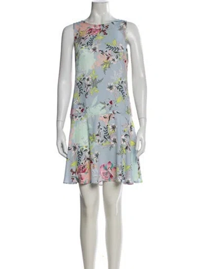 Pre-owned Nicole Miller Floral Print Knee-length Dress W/ Tags In Blue