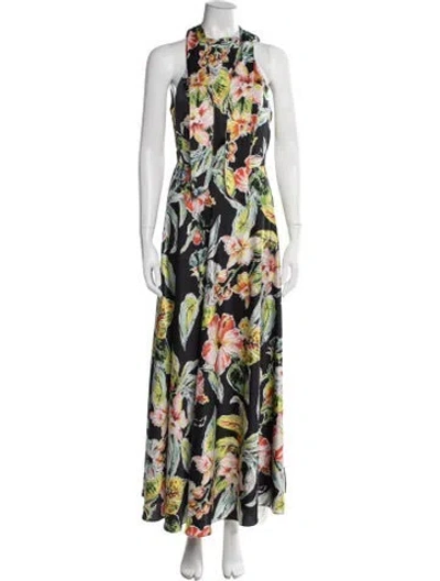 Pre-owned Nicole Miller Floral Print Long Dress In Multi
