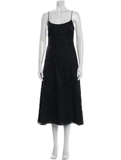 Pre-owned Nicole Miller Floral Print Midi Length Dress In Black